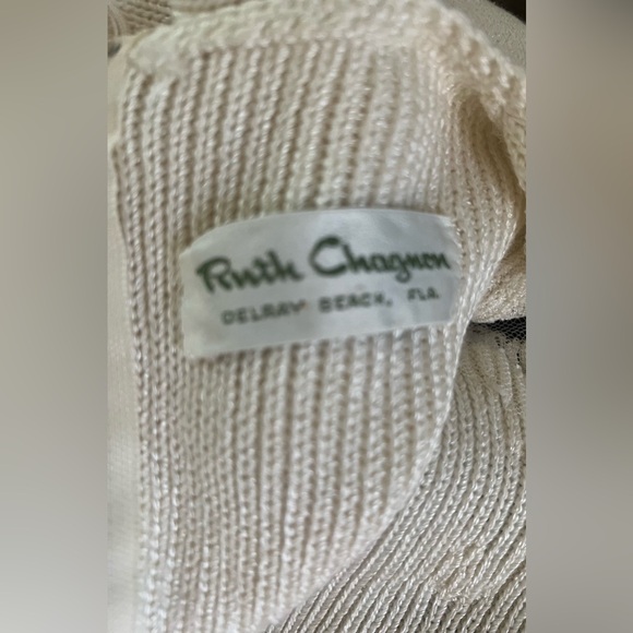 Vintage 70s white Santana knit dress lace inserts Sz Small by Ruth Chagnon - Picture 10 of 11
